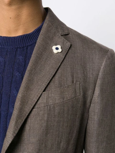 LARDINI LAPEL BUTTON BLAZER - 棕色