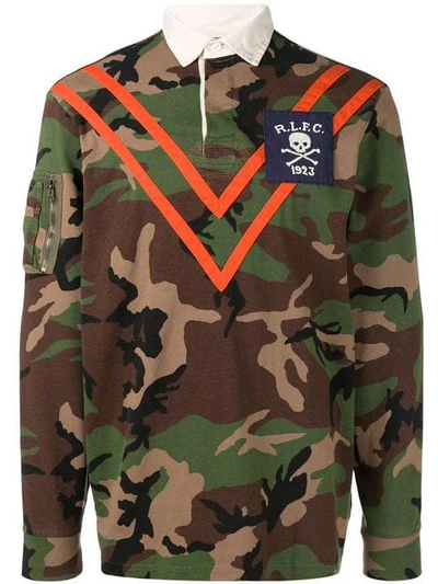 Shop Polo Ralph Lauren Panelled Camouflage Polo Shirt In Green
