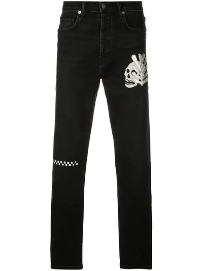 LOST DAZE SKULL LEAF JEANS - 黑色