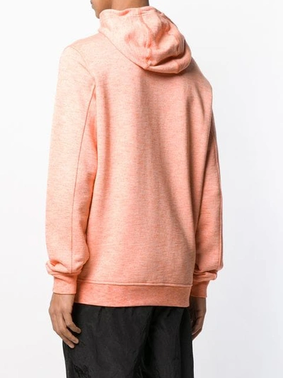 Shop Stone Island Embroidered Logo Hoodie In Orange