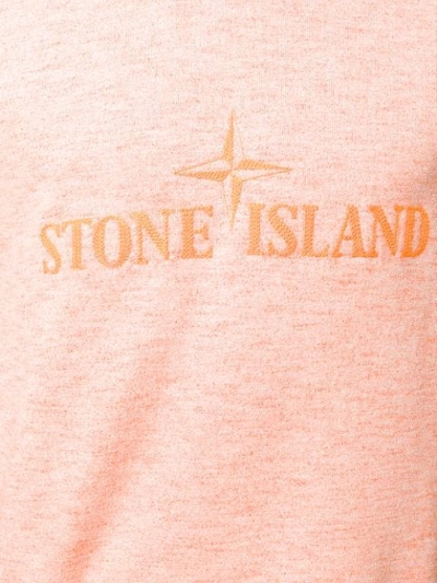 Shop Stone Island Embroidered Logo Hoodie In Orange