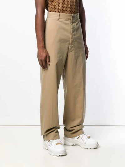 Shop Maison Margiela Wide Leg Trousers - Neutrals