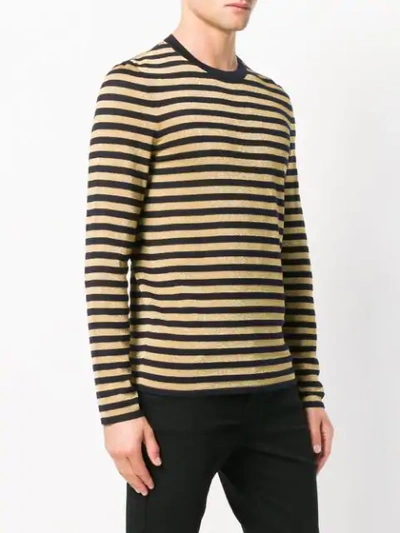 Shop Saint Laurent Striped Jumper In Blue