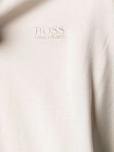 Shop Hugo Boss Boss  Embroidered Logo Polo Shirt - Neutrals