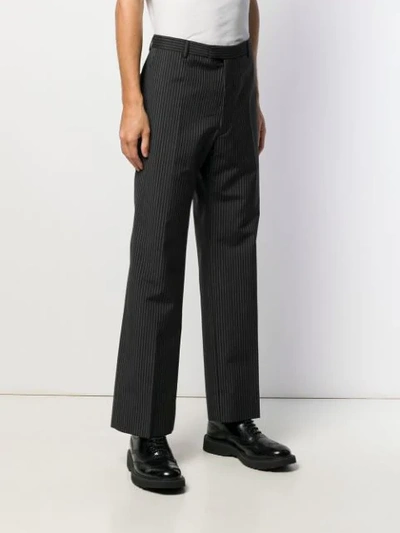 Shop Prada Straight Leg Striped Trousers In Black