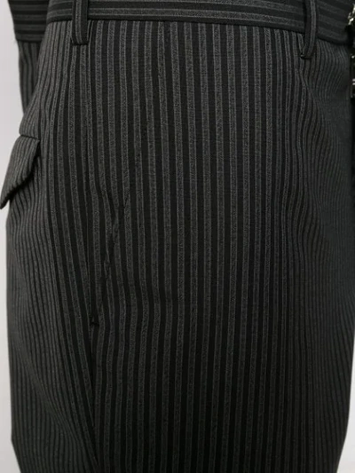 Shop Prada Straight Leg Striped Trousers In Black