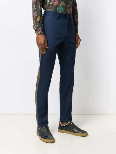 Shop Etro Stripe Tailored Trousers In Blue