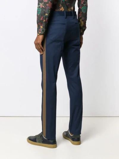 Shop Etro Stripe Tailored Trousers In Blue