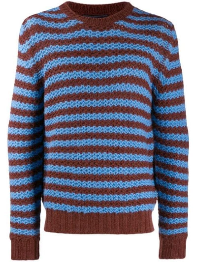 PRADA 条纹粗针织毛衣 - 蓝色