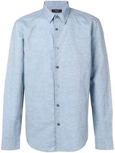 Shop Theory Irving Button Shirt In Blue