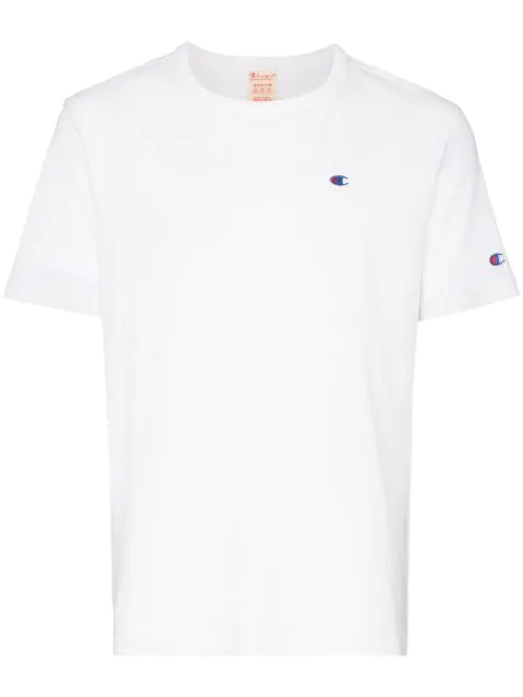 Champion Logo Embroidered T Shirt In White Modesens