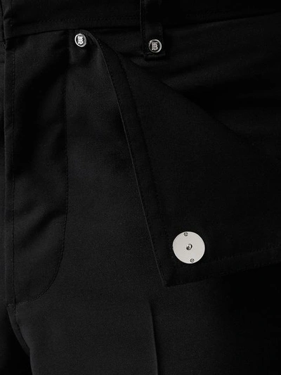 BURBERRY 口袋细节羊毛长裤 - 黑色