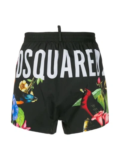 Shop Dsquared2 Floral Print Swim Shorts - Black