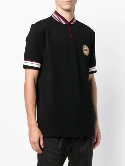 Dolce & Gabbana Crown Crest Patch Polo Shirt In Black | ModeSens
