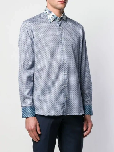 Shop Etro Printed Button-up Shirt In Blue