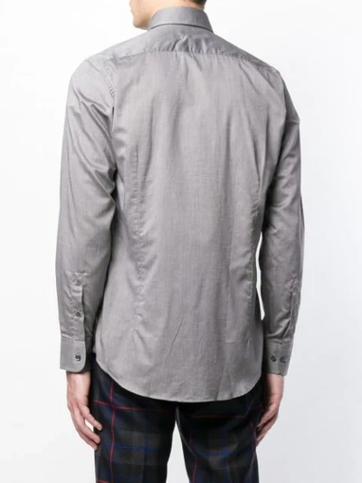 Shop Etro Logo Embroidered Button Down Shirt In Grey