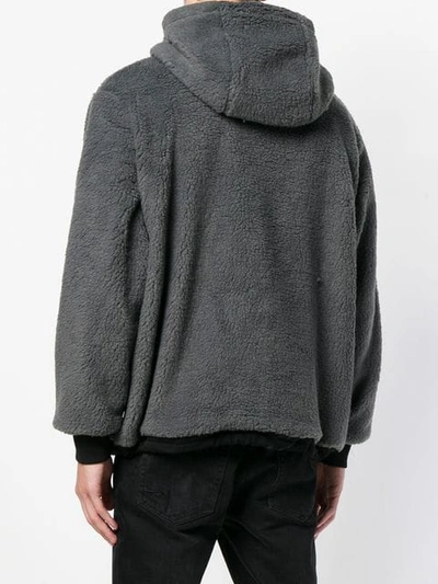 Shop Gcds Fleece Hooded Sweatshirt In Grey