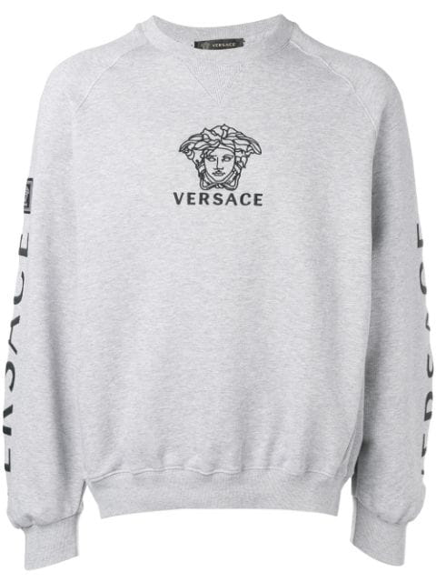 Versace Oversized Logo-Embroidered Loopback Cotton-Jersey Sweatshirt In ...