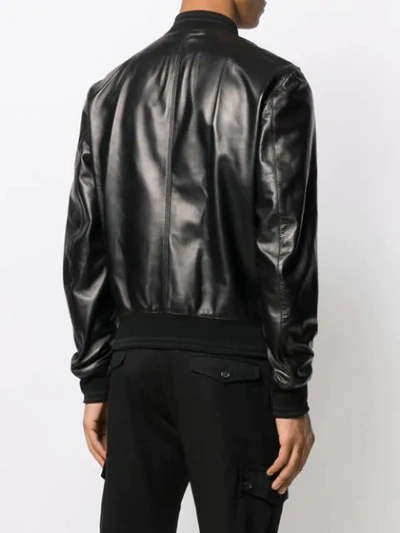 Shop Dolce & Gabbana Bomber-style Leather Jacket In Black