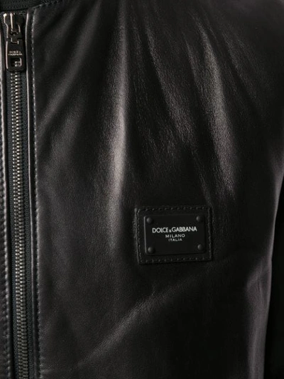 Shop Dolce & Gabbana Bomber-style Leather Jacket In Black