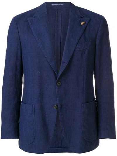 Gabriele Pasini Textured Single Breasted Blazer In Blue