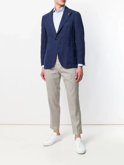 Gabriele Pasini Textured Single Breasted Blazer In Blue