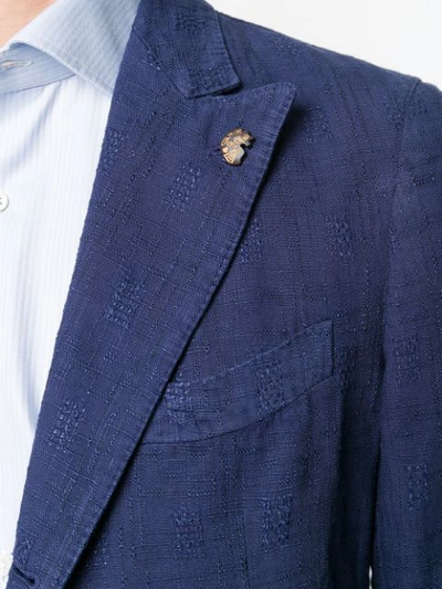 Shop Gabriele Pasini Textured Single Breasted Blazer In Blue