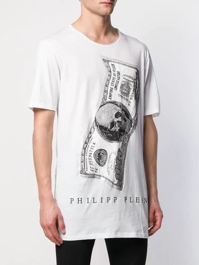 Philipp Plein T-shirt Black Cut Round Neck Dollar In White | ModeSens