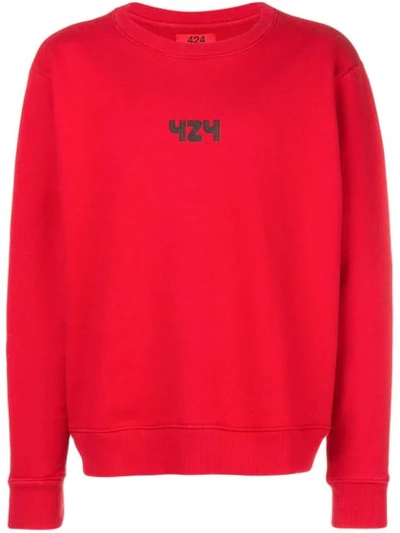 Shop 424 Logo Print Sweatshirt In Red
