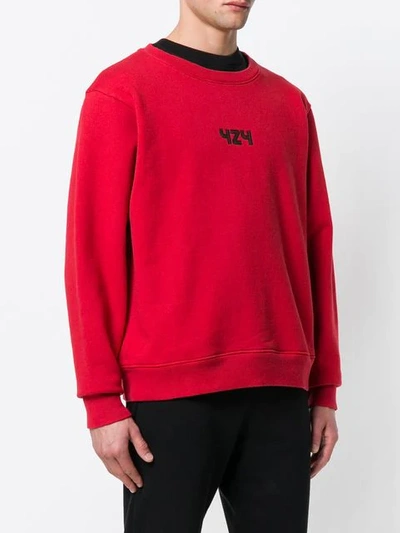 Shop 424 Logo Print Sweatshirt In Red