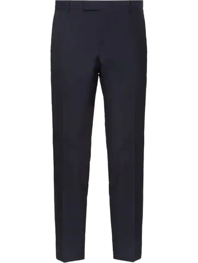 Shop Prada Straight Leg Trousers - Blue