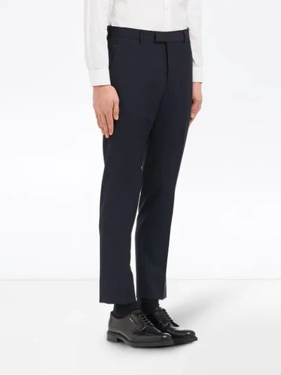 Shop Prada Straight Leg Trousers - Blue