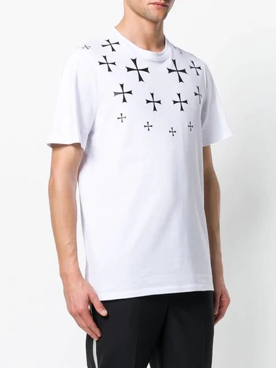 Shop Neil Barrett Cross Print T-shirt In White
