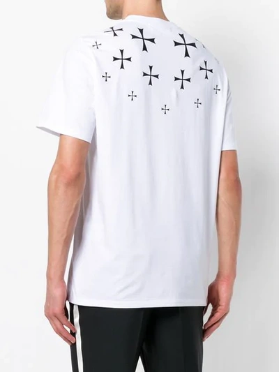 Shop Neil Barrett Cross Print T-shirt In White