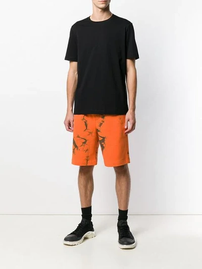 Helmut Lang Marbled Cotton Terry Shorts In Orange