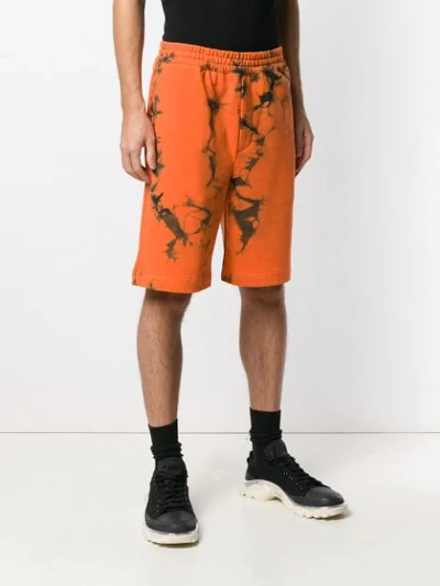 Helmut Lang Marbled Cotton Terry Shorts In Orange