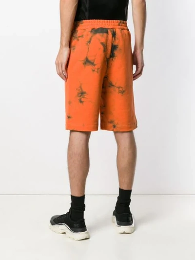 Helmut Lang Marbled Cotton Terry Shorts In Orange