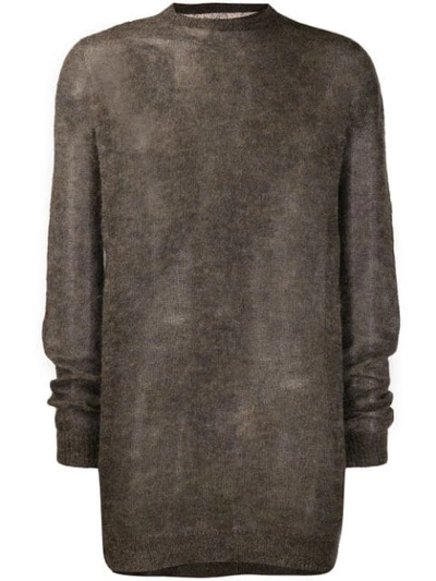 Shop Rick Owens Transparent Knitted Sweater In Brown