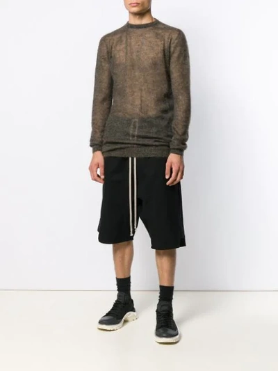 Shop Rick Owens Transparent Knitted Sweater In Brown