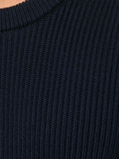 Shop Ami Alexandre Mattiussi Crew Neck Elbow Patches Fisherman's Rib Sweater In Blue