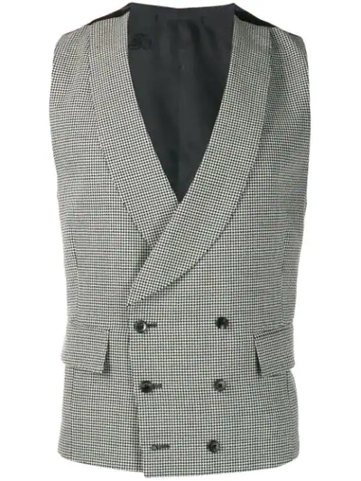 Shop Gabriele Pasini Houndstooth Double-breasted Waistcoat In Black