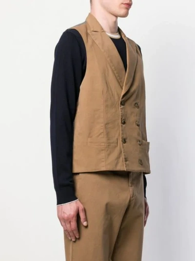 Shop Eleventy Double Breasted Waistcoat In Neutrals