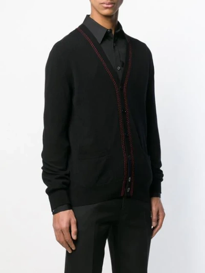 Shop Alexander Mcqueen Knitted Contrast Stitch Cardigan In Black