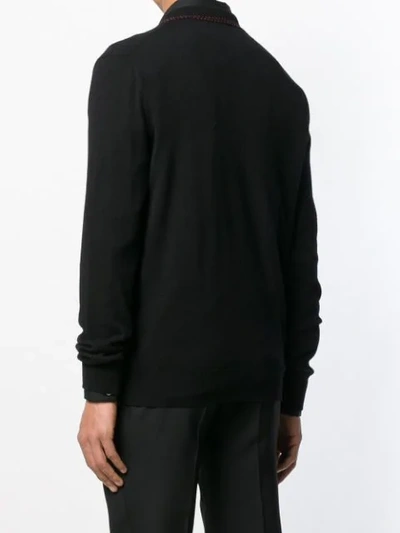 Shop Alexander Mcqueen Knitted Contrast Stitch Cardigan In Black