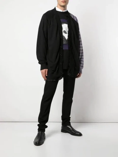 Shop Raf Simons Contrast Sleeve Knitted Cardigan In Black