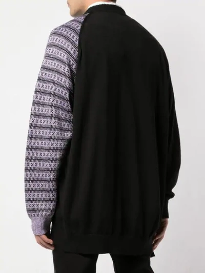 RAF SIMONS CONTRAST SLEEVE KNITTED CARDIGAN - 黑色