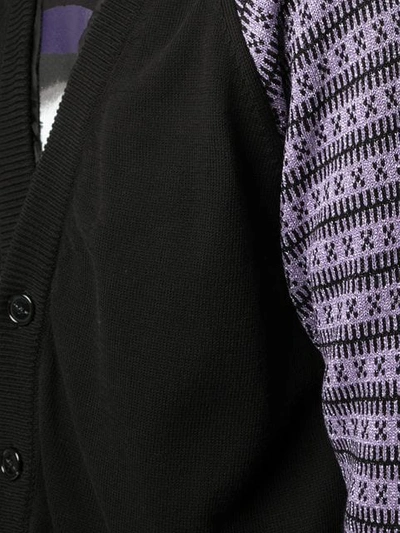 Shop Raf Simons Contrast Sleeve Knitted Cardigan In Black