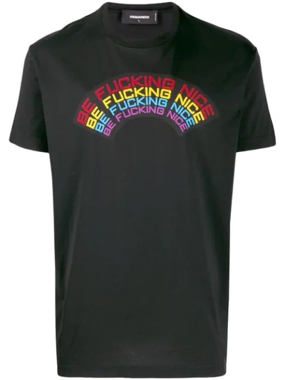 Shop Dsquared2 Nice Rainbow Print T-shirt In Black