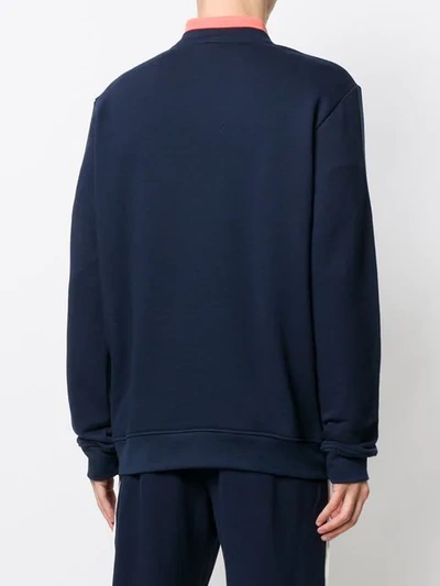 Shop Lacoste Logo Print Sweatshirt In Blue
