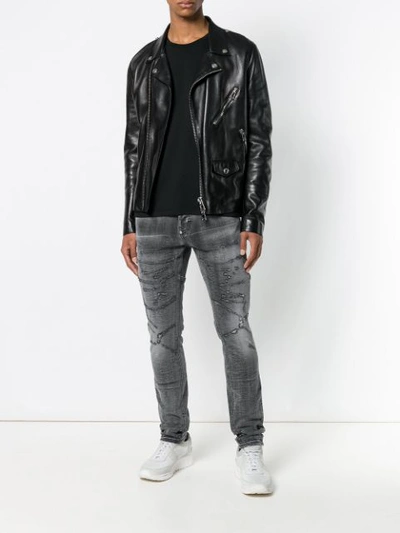 Shop Philipp Plein Remind Me Straight Cut Jeans In Grey